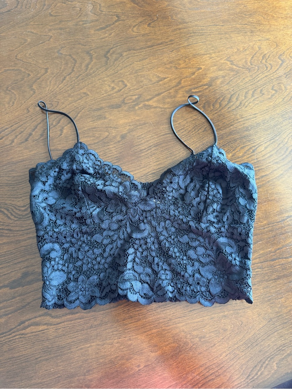 Express Black Lace Bandeau Bralette with Thin Straps